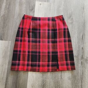 Imagio Vintage Wool Blend Plaid Mini Skirt Black And Red Women's Size 10